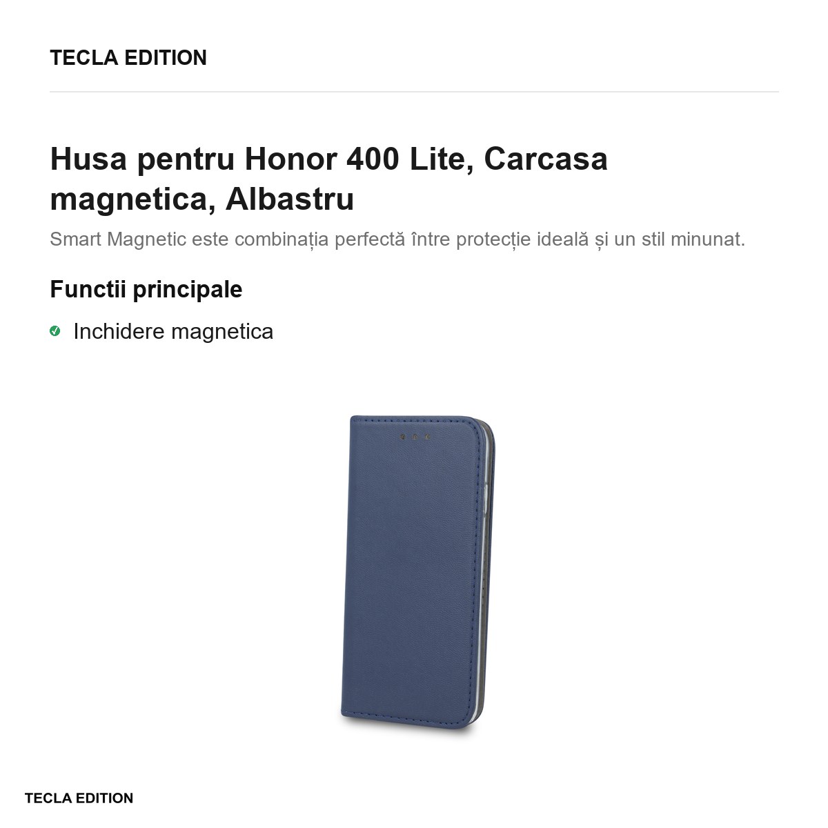 Husa Smart Magnetic pentru Honor 400 Lite, tip carte cu inchidere magnetica, Albastru [1]