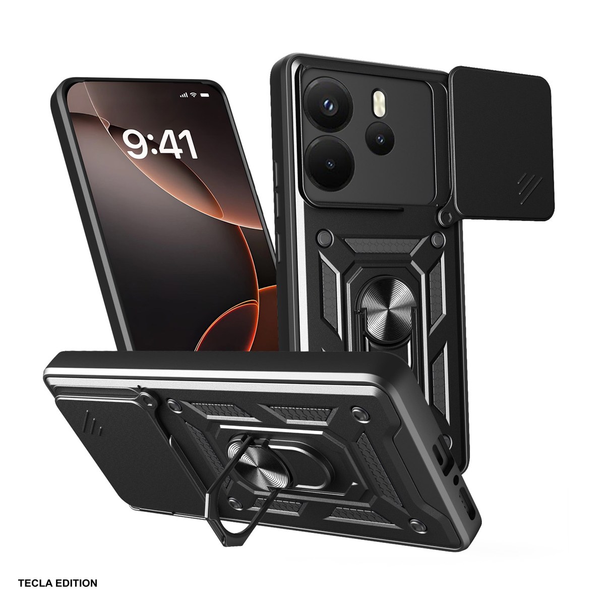 Huse si protectii pentru Xiaomi Redmi Note 14 4G - Husa Defender Slide pentru Xiaomi Redmi Note 14 4G (Global), Carcasa magnetica, Negru