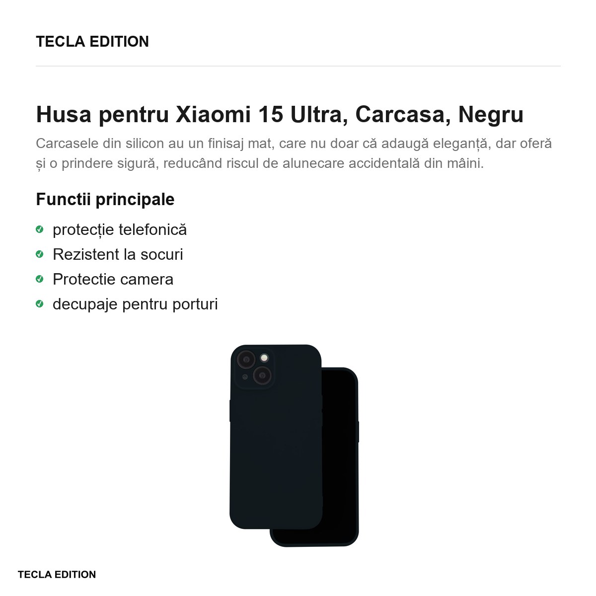 Husa Silicon pentru Xiaomi 15 Ultra, Carcasa, Negru [1]