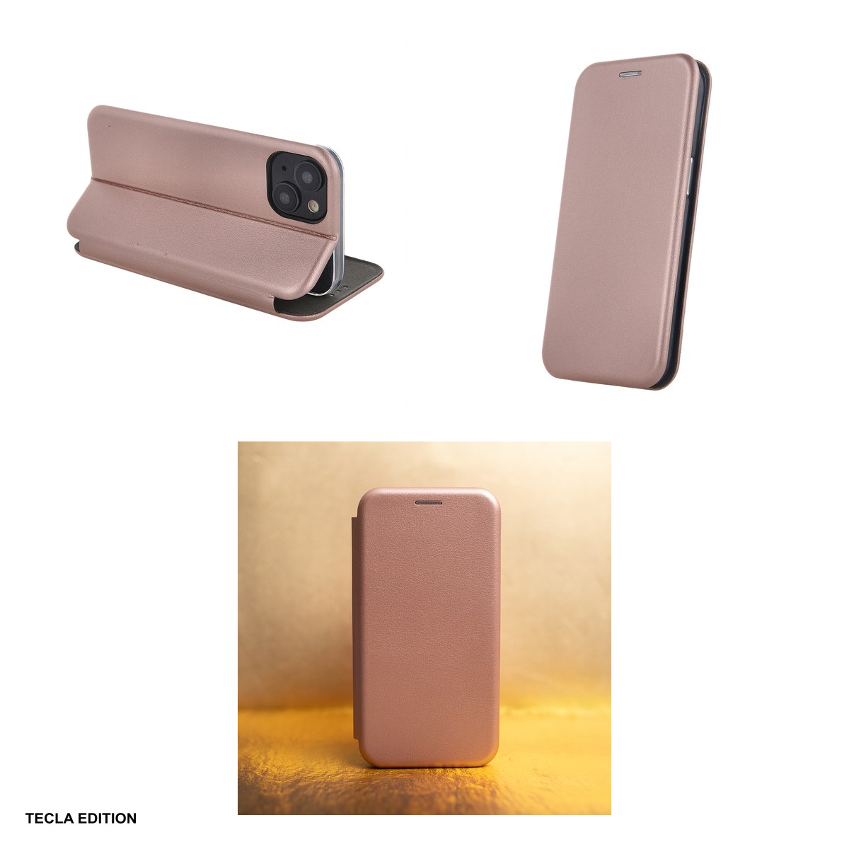 Husa Smart Diva rose pentru Samsung Galaxy A06 5G, tip carte cu inchidere magnetica, Rose Gold Metallic [4]