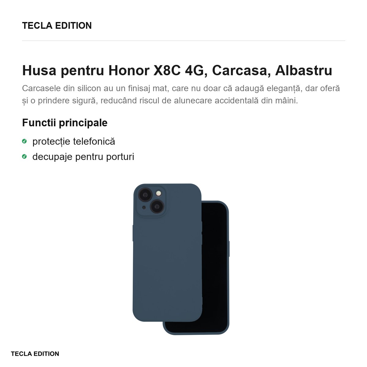 Husa Silicon pentru Honor X8C 4G, Carcasa, Albastru [1]