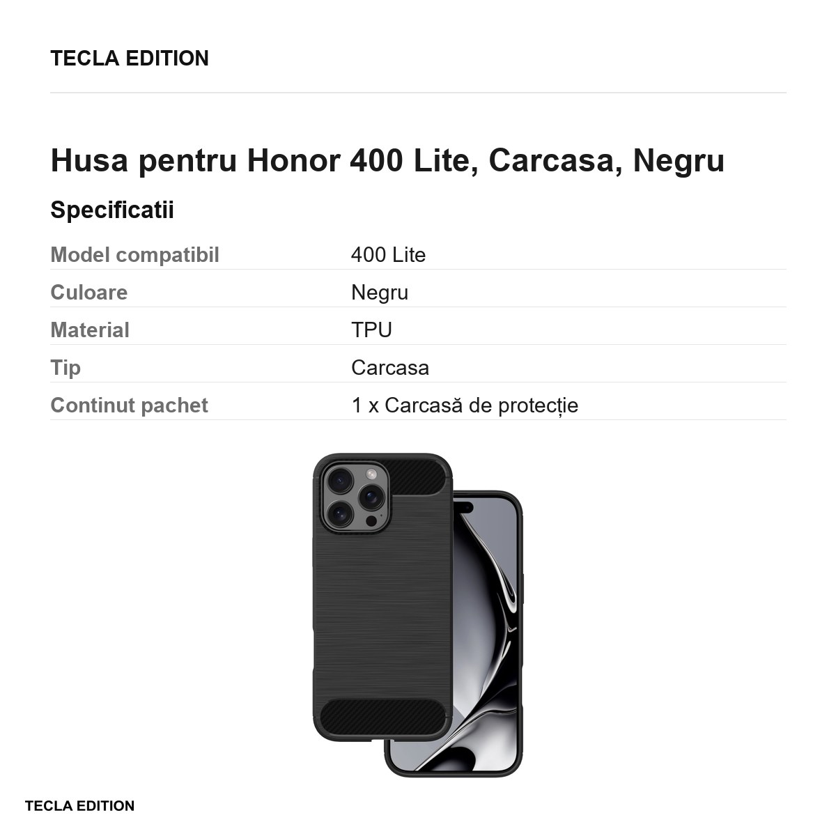 Husa Simple Black pentru Honor 400 Lite, Carcasa, Negru [2]
