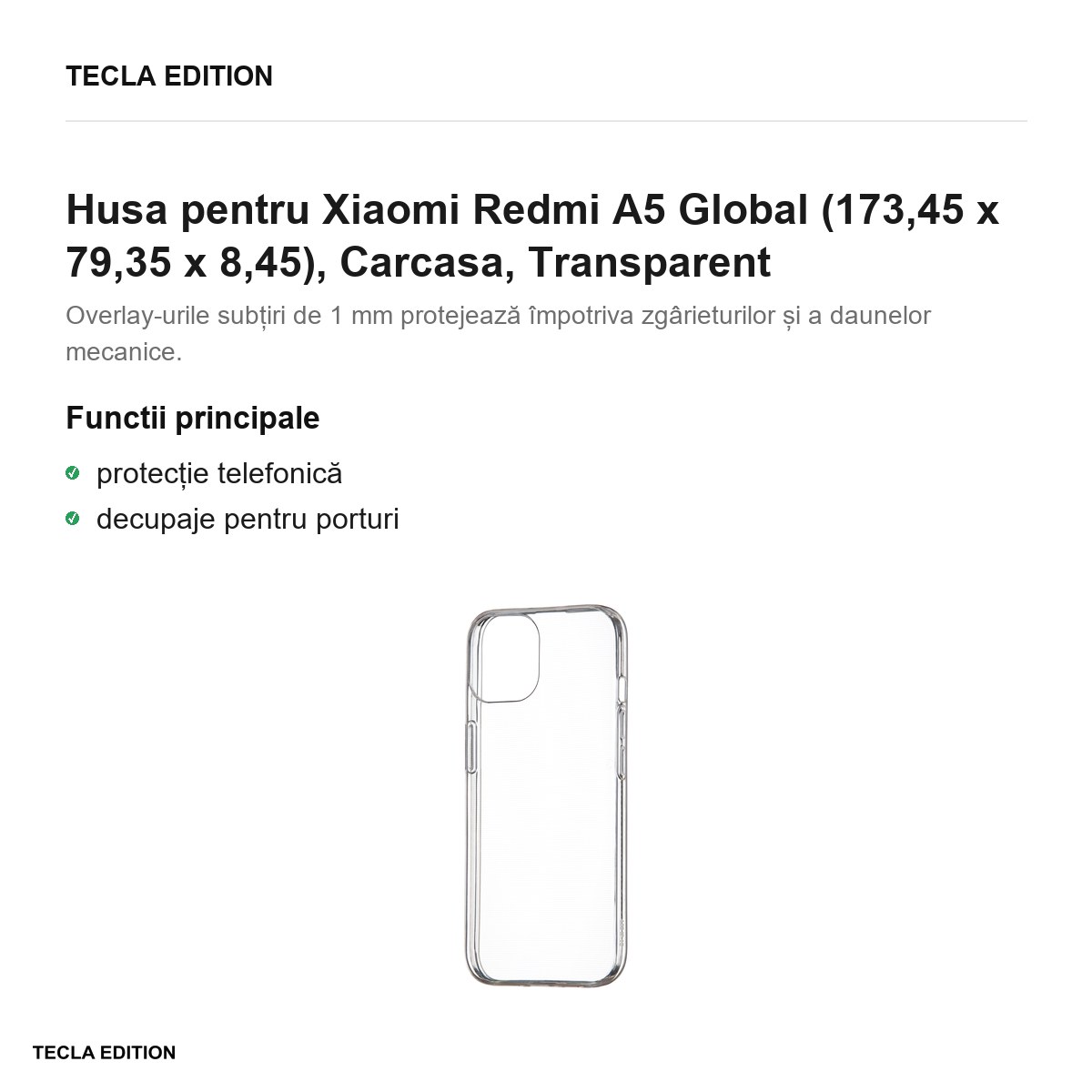 Husa Slim 1 mm pentru Xiaomi Redmi A5 Global, Carcasa, Transparent [1]