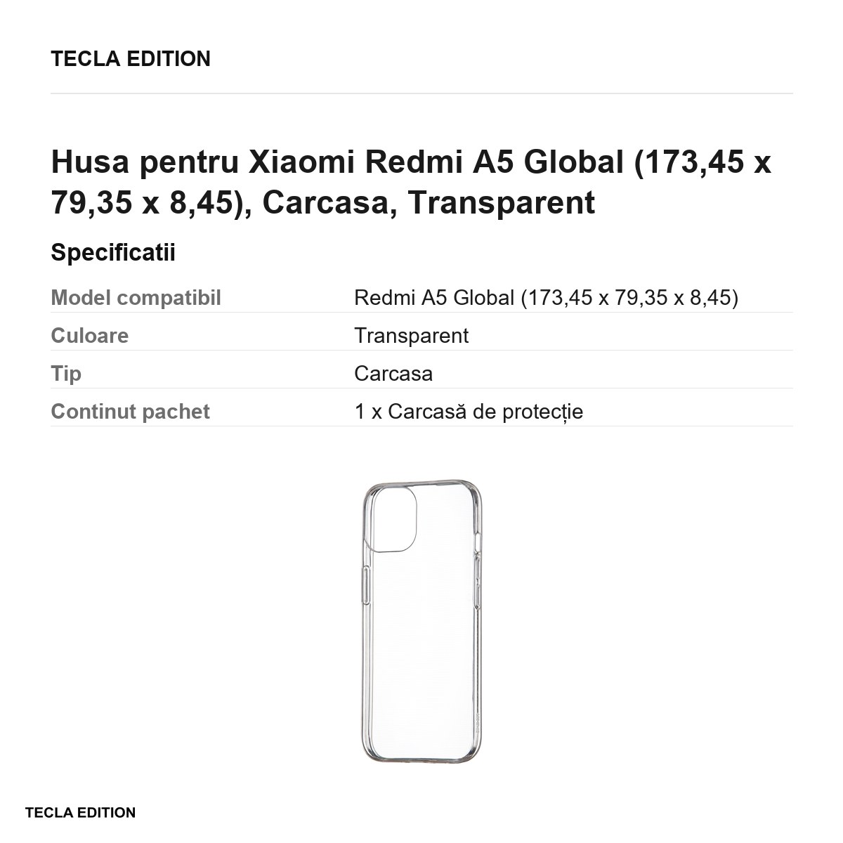 Husa Slim 1 mm pentru Xiaomi Redmi A5 Global, Carcasa, Transparent [2]