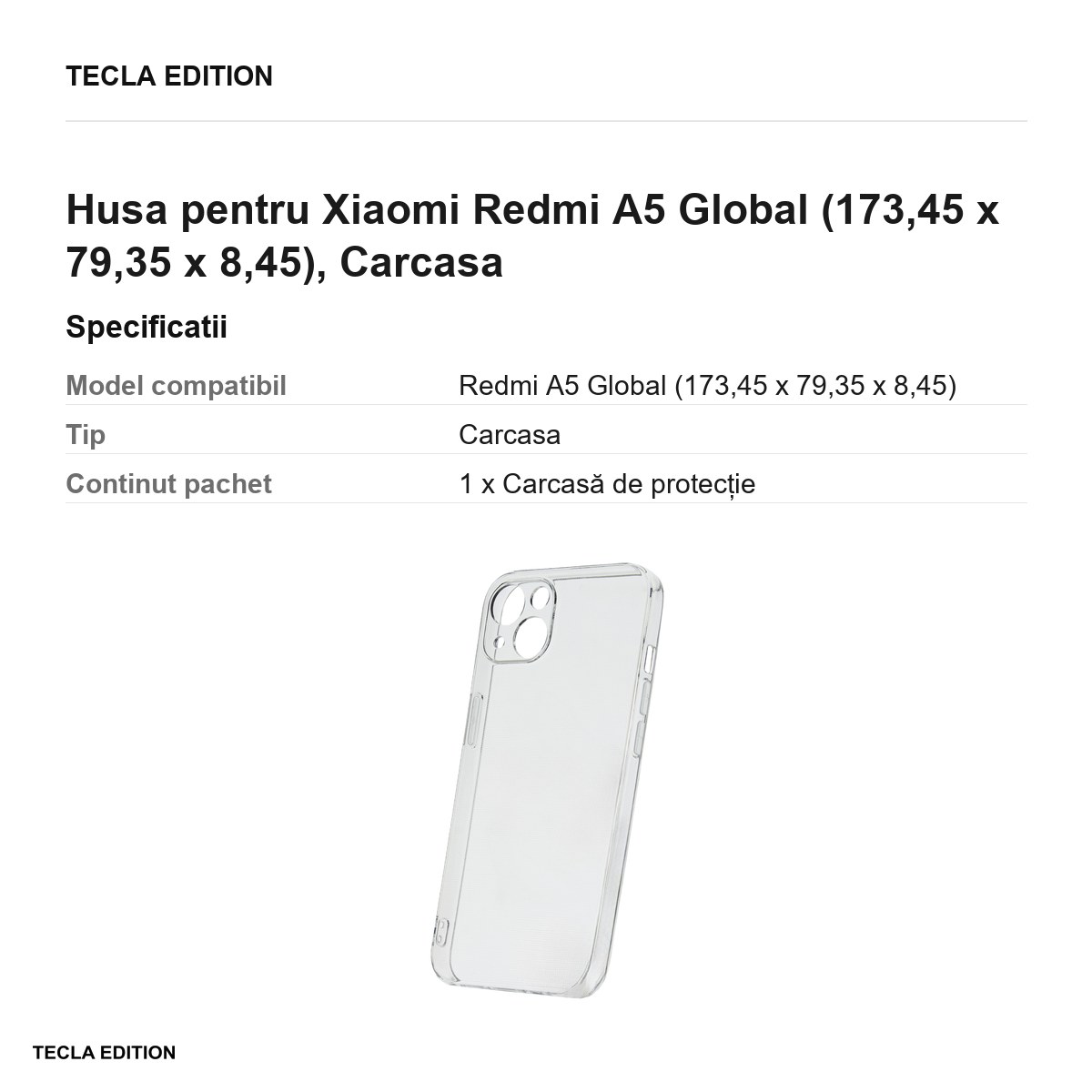 Husa Slim 2 mm pentru Xiaomi Redmi A5 Global, Carcasa, Transparent [2]