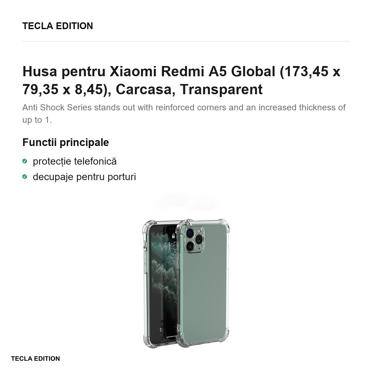 Husa Anti Shock 1,5 mm pentru Xiaomi Redmi A5 Global, Carcasa, Transparent [1]