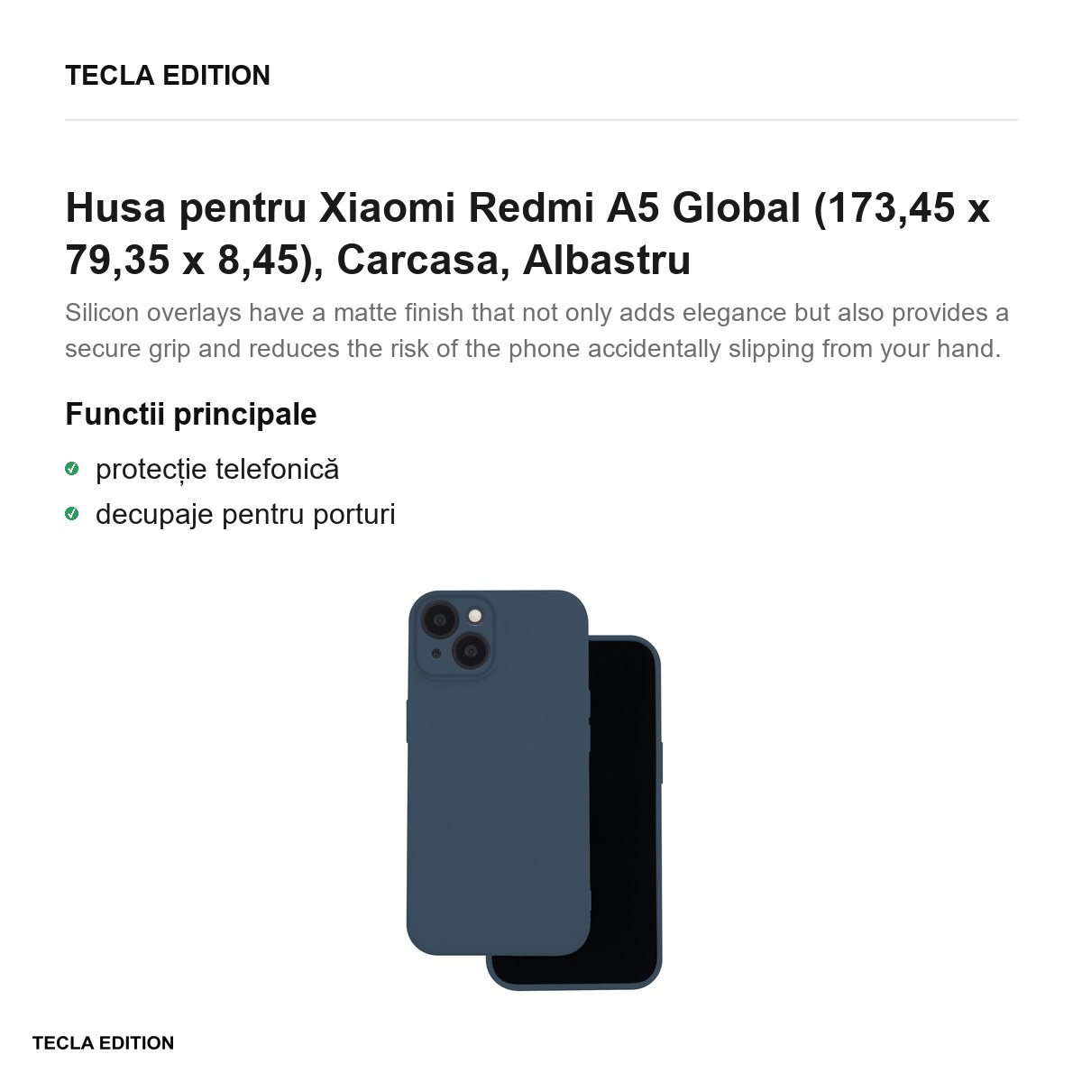 Husa Silicon pentru Xiaomi Redmi A5 Global, Carcasa, Albastru [1]
