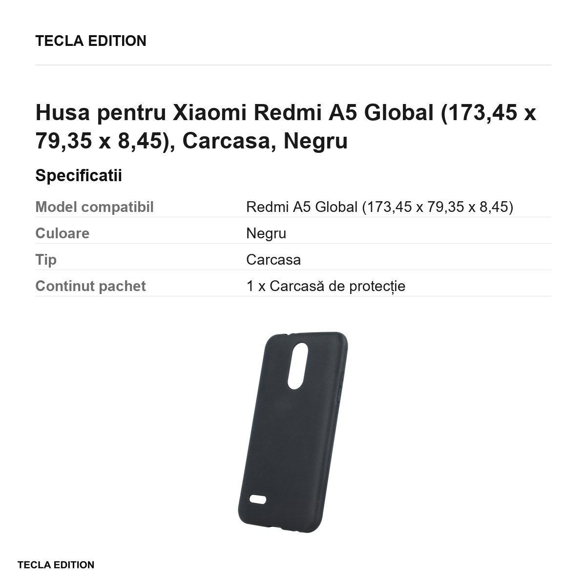 Husa Matt TPU pentru Xiaomi Redmi A5 Global, Carcasa, Negru [2]