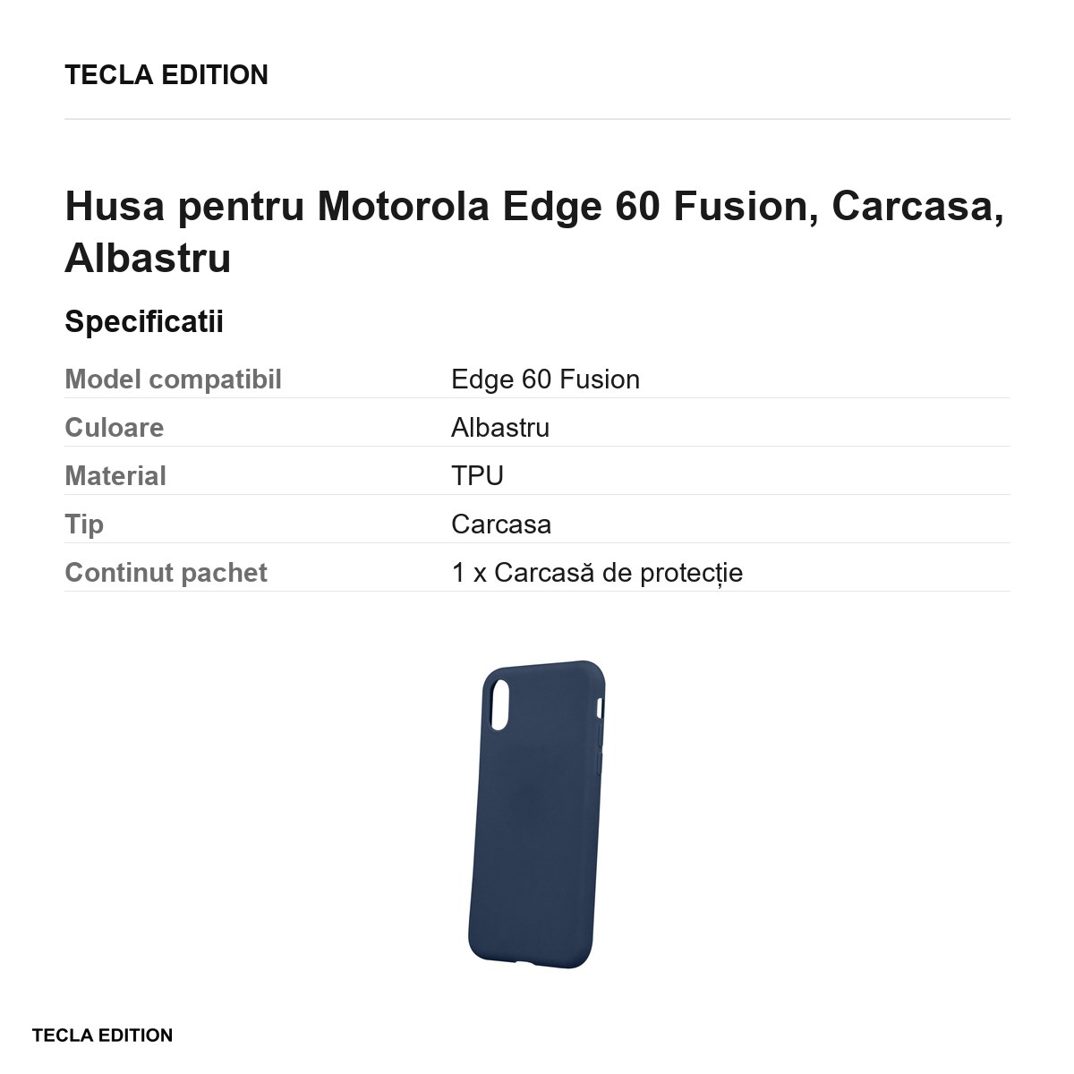 Husa Matt TPU Fusion pentru Motorola Edge 60 Fusion, Carcasa, Albastru [2]