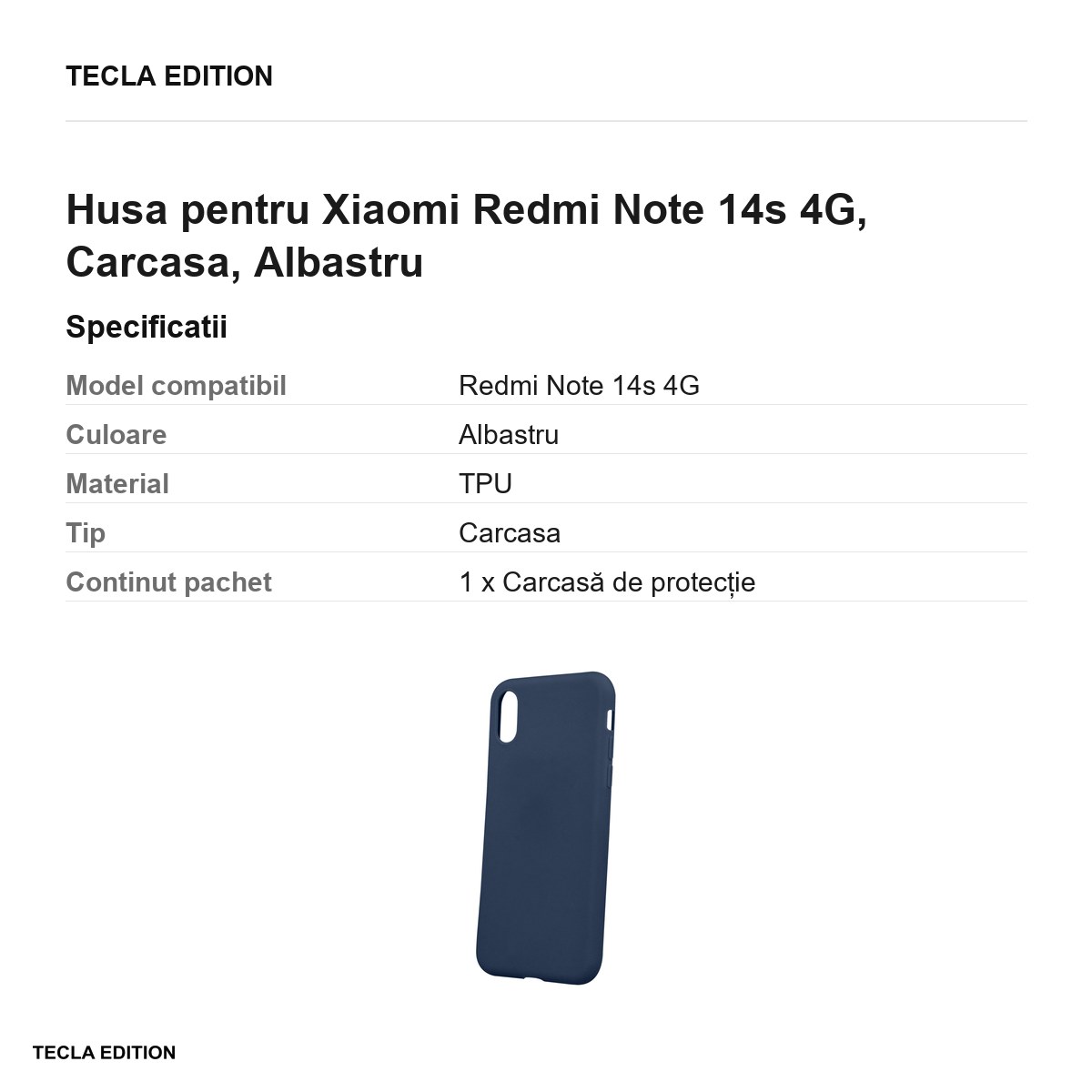Husa Matt TPU pentru Xiaomi Redmi Note 14s 4G, Carcasa, Albastru [2]
