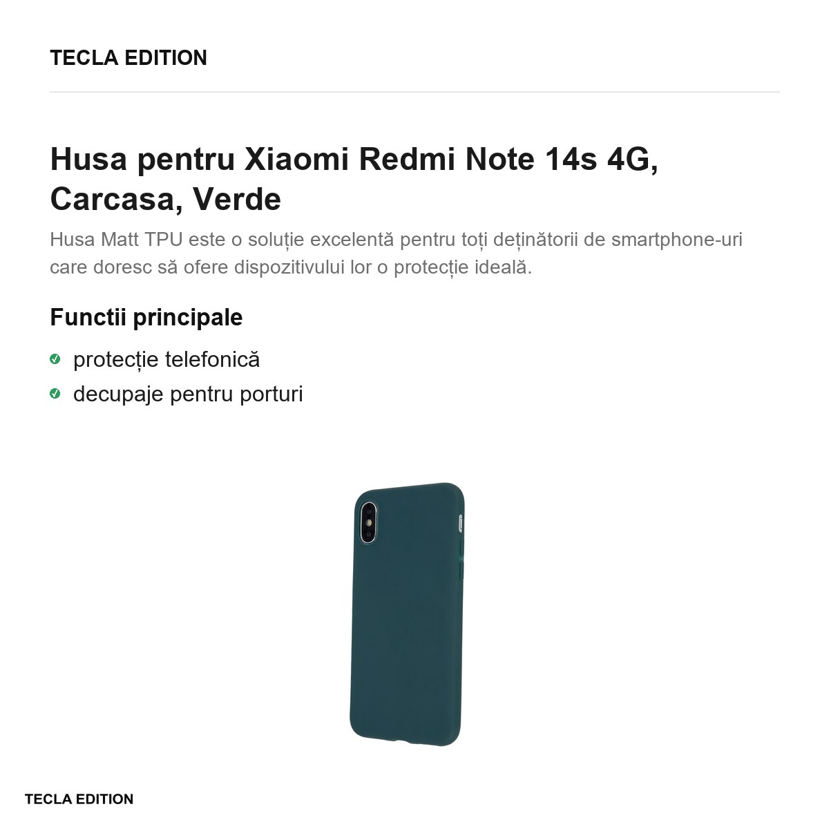 Husa Matt TPU forest pentru Xiaomi Redmi Note 14s 4G, Carcasa, Verde [1]