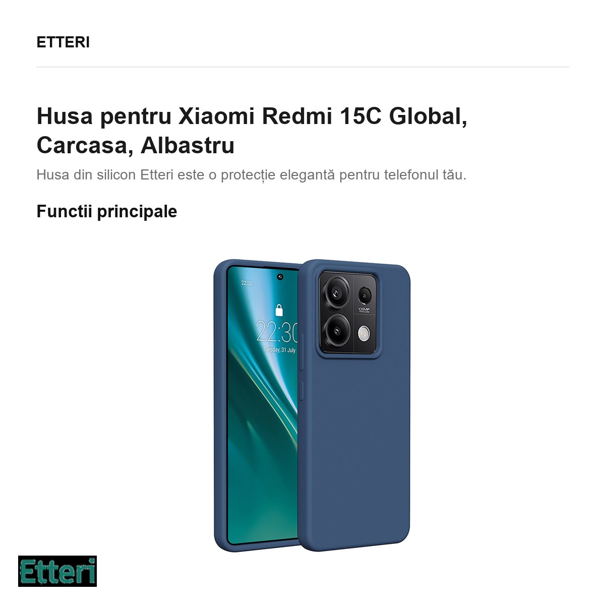 Husa Etteri Silicone pentru Xiaomi Redmi 15C Global, Carcasa, Albastru [1]