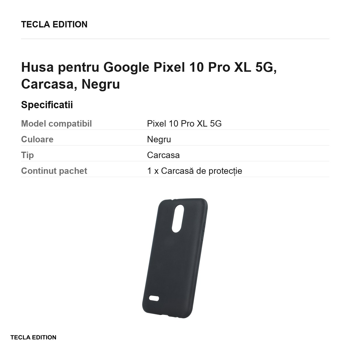 Husa Matt TPU XL pentru Google Pixel 10 Pro XL 5G, Carcasa, Negru [2]