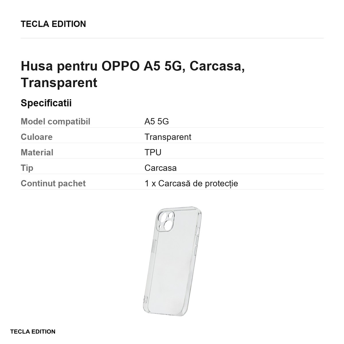 Husa Slim 2 mm pentru OPPO A5 5G, Carcasa, Transparent [2]
