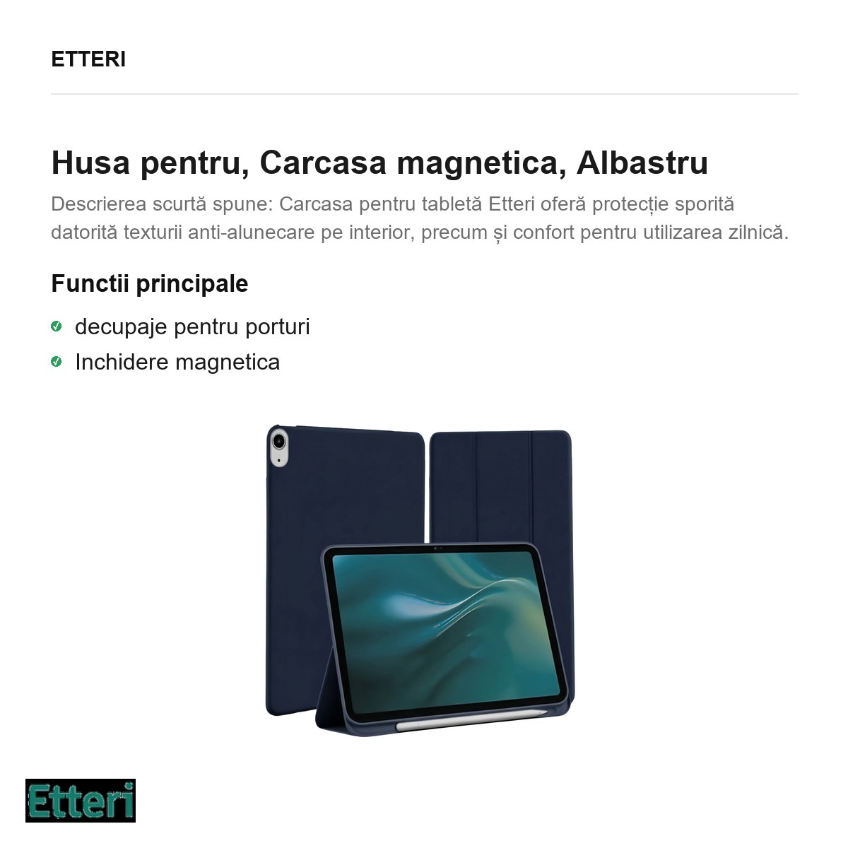 Husa Etteri pentru, Carcasa magnetica, Albastru [1]