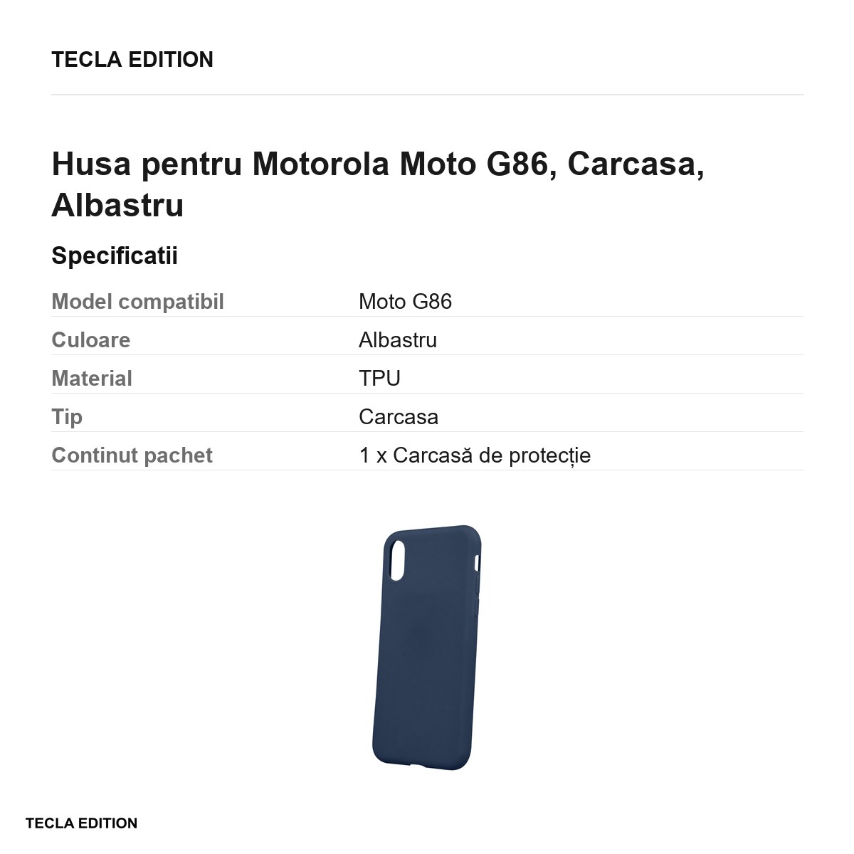 Husa Matt TPU pentru Motorola Moto G86, Carcasa, Albastru [2]