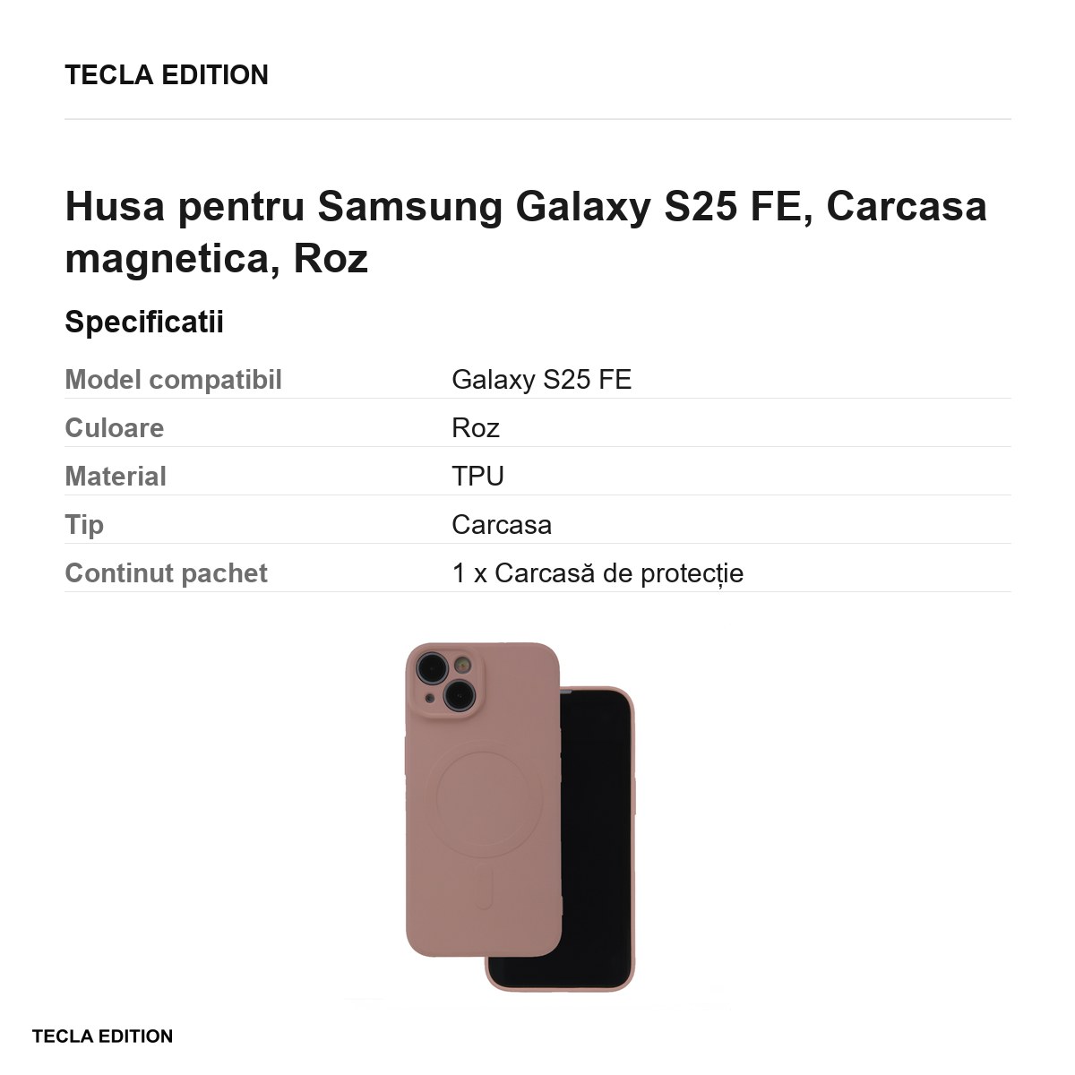 Husa Simple Color Mag pentru Samsung Galaxy S25 FE, Carcasa magnetica, Roz [2]
