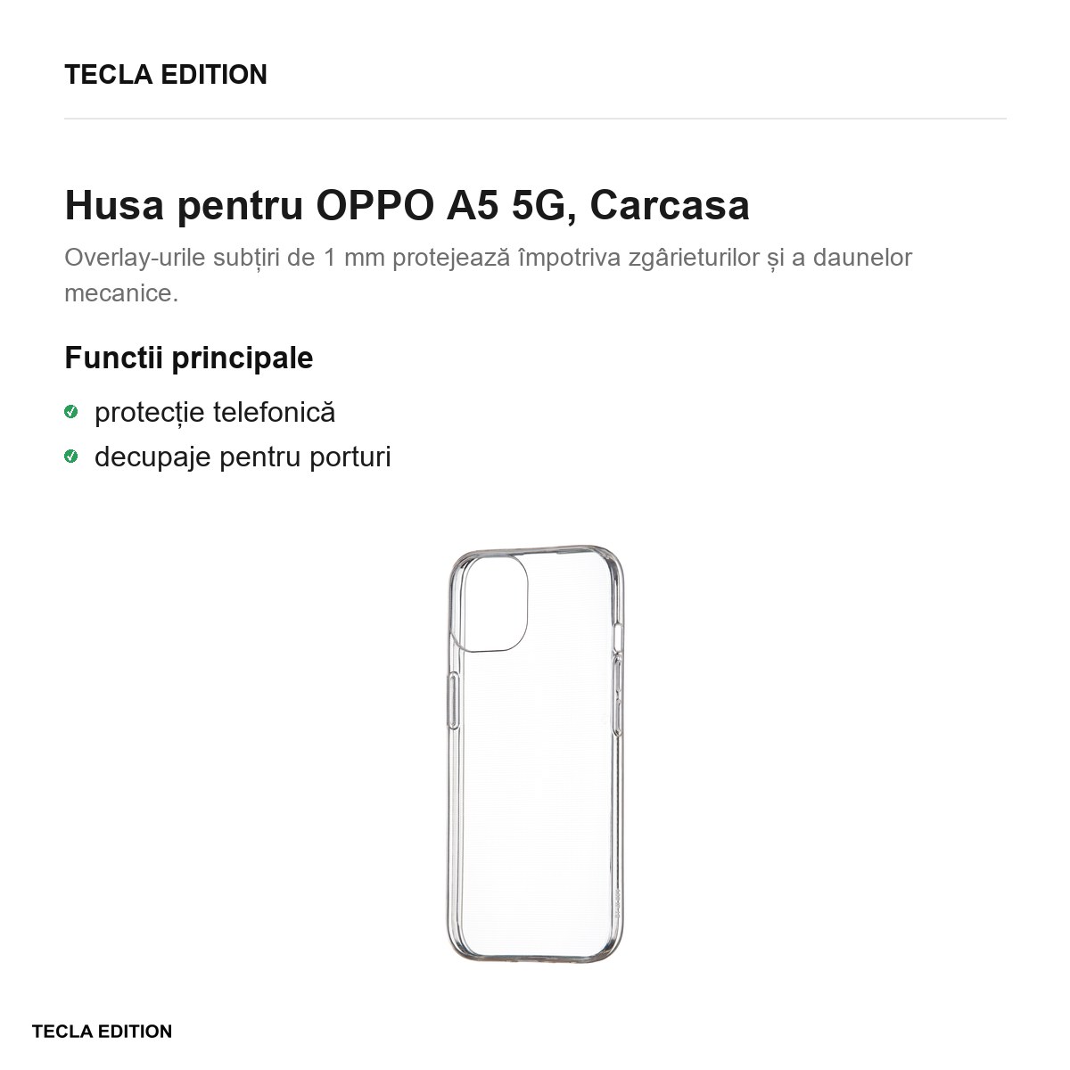 Husa Slim 1 mm pentru OPPO A5 5G, Carcasa, Transparent [1]