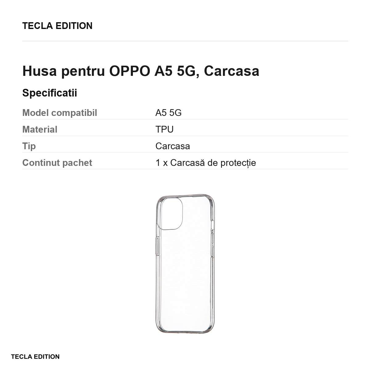 Husa Slim 1 mm pentru OPPO A5 5G, Carcasa, Transparent [2]