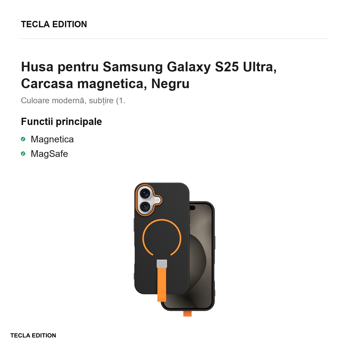Husa Loop Thin Mag pentru Samsung Galaxy S25 Ultra, Carcasa magnetica, Negru [1]