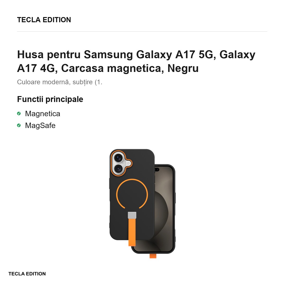 Husa Loop Thin Mag pentru Samsung Galaxy A17 5G, Galaxy A17 4G, Carcasa magnetica, Negru [1]