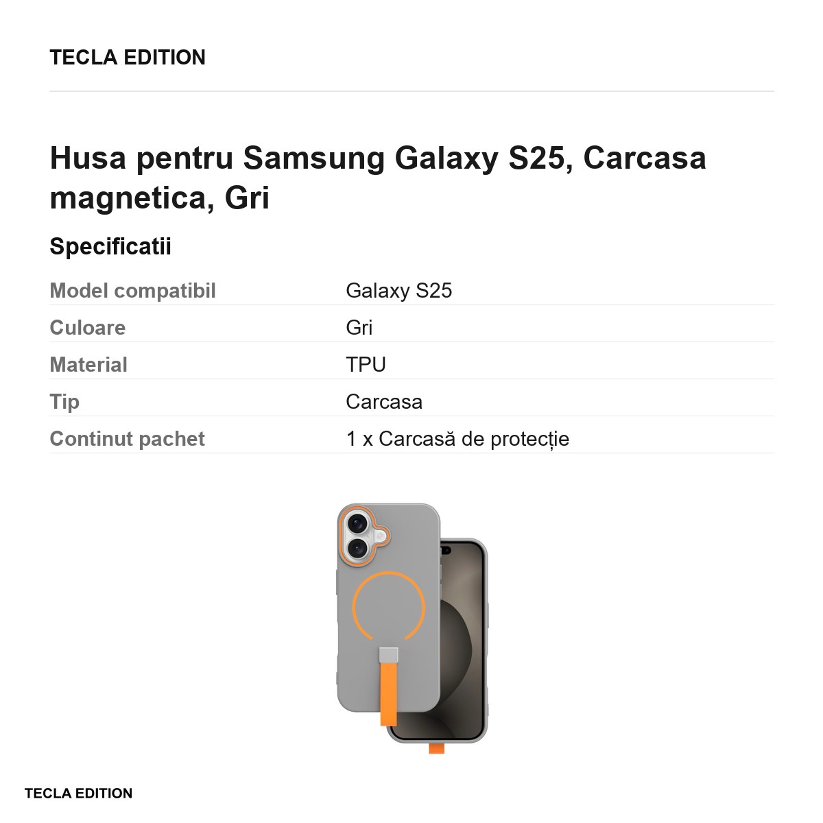 Husa Loop Thin Mag pentru Samsung Galaxy S25, Carcasa magnetica, Gri [2]
