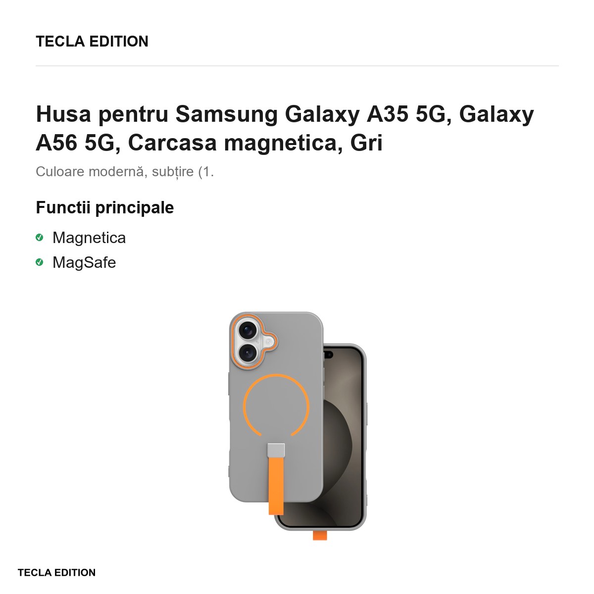 Husa Loop Thin Mag pentru Samsung Galaxy A35 5G, Galaxy A56 5G, Carcasa magnetica, Gri [1]