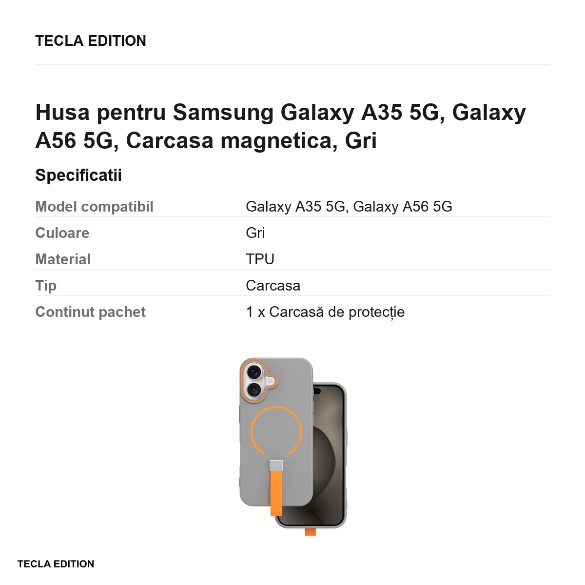 Husa Loop Thin Mag pentru Samsung Galaxy A35 5G, Galaxy A56 5G, Carcasa magnetica, Gri [2]