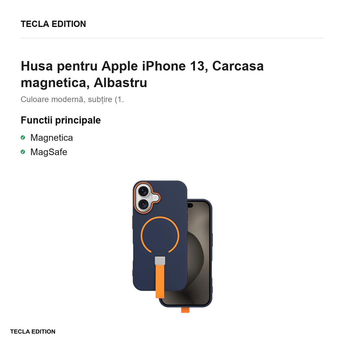 Husa Loop Thin Mag pentru Apple iPhone 13, Carcasa magnetica, Albastru [1]