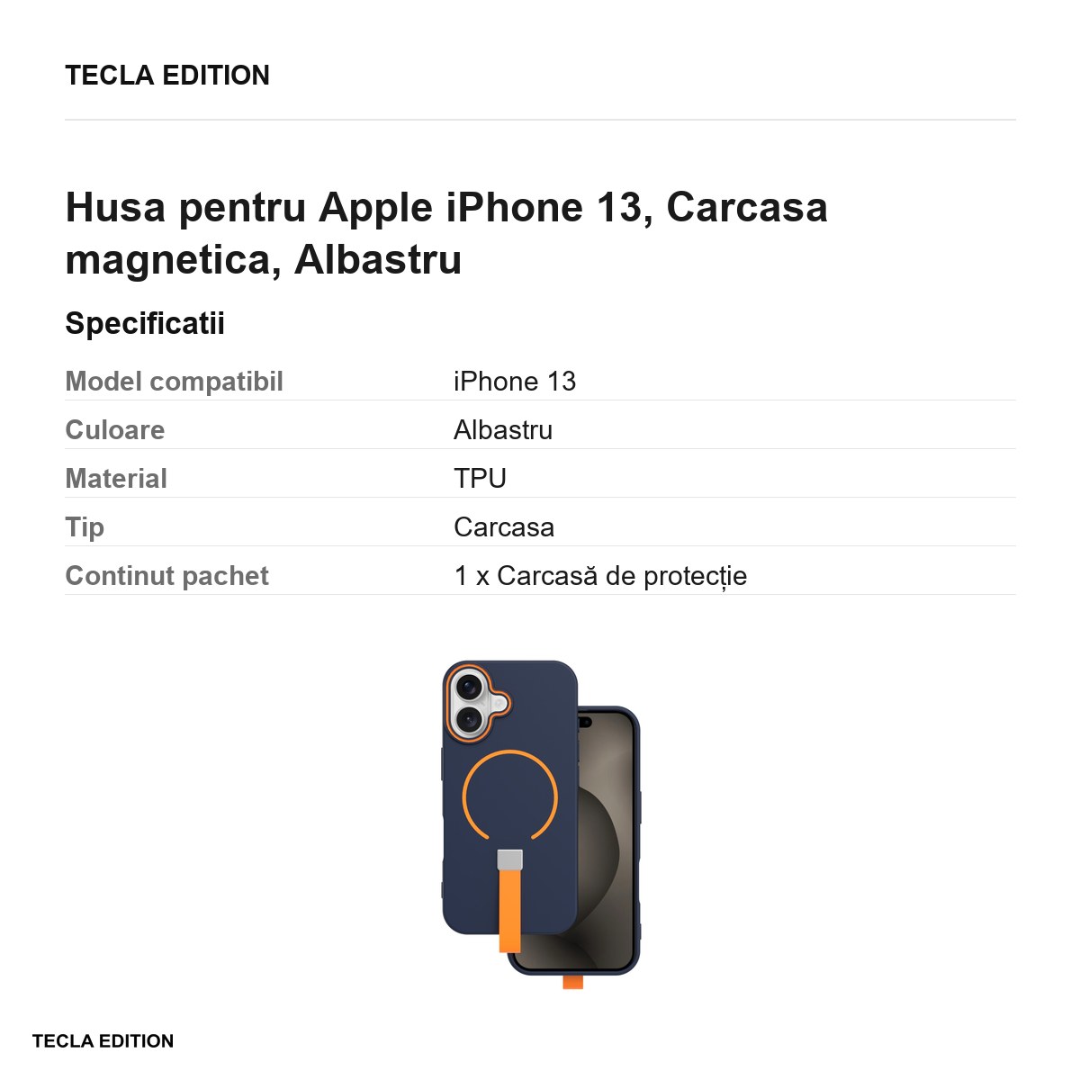 Husa Loop Thin Mag pentru Apple iPhone 13, Carcasa magnetica, Albastru [2]