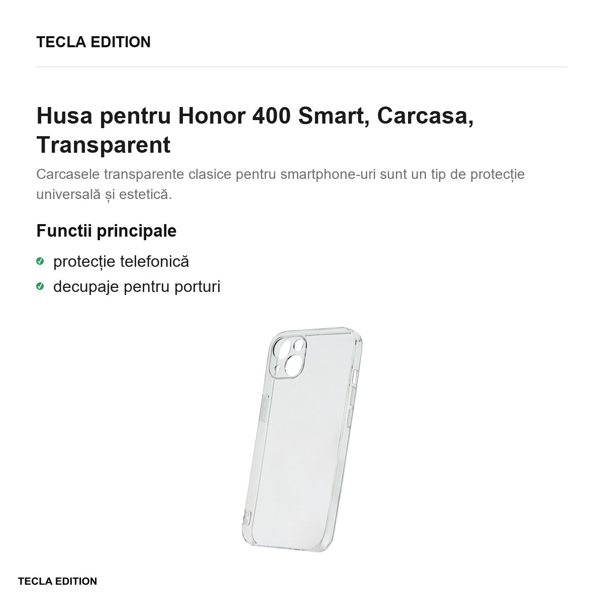 Husa Slim 2 mm pentru Honor 400 Smart, Carcasa, Transparent [1]