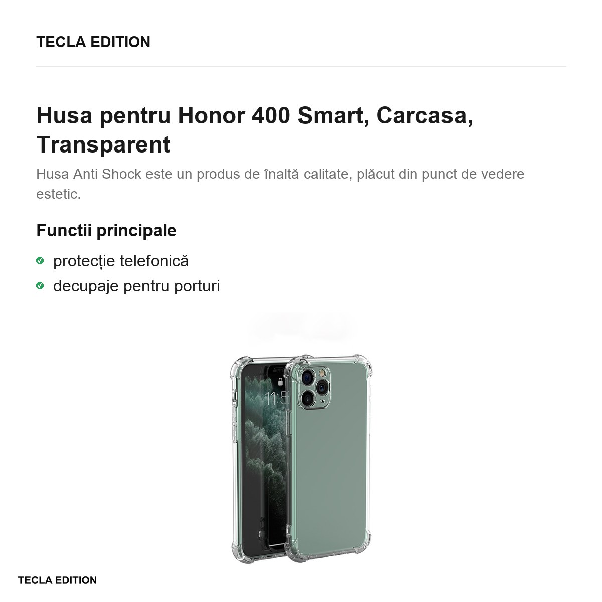 Husa Anti Shock 1,5 mm pentru Honor 400 Smart, Carcasa, Transparent [1]