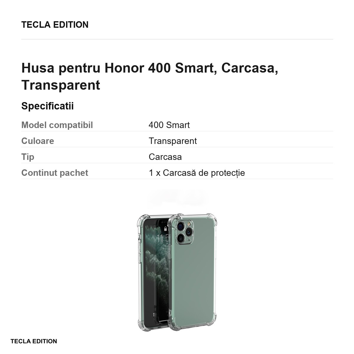 Husa Anti Shock 1,5 mm pentru Honor 400 Smart, Carcasa, Transparent [2]