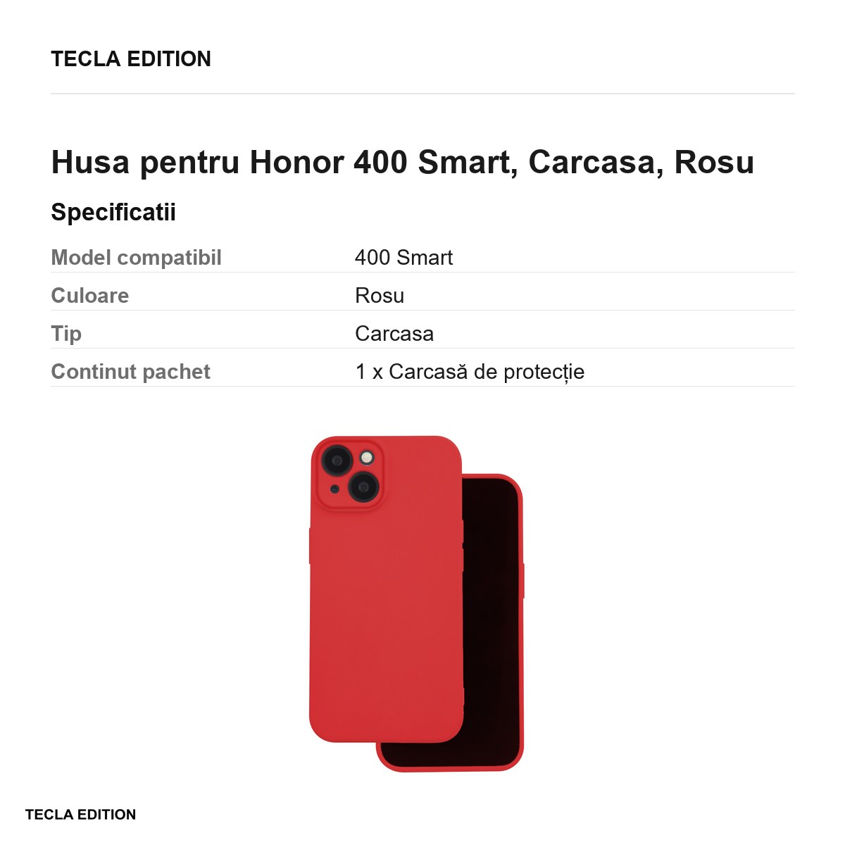 Husa Silicon pentru Honor 400 Smart, Carcasa, Rosu [2]