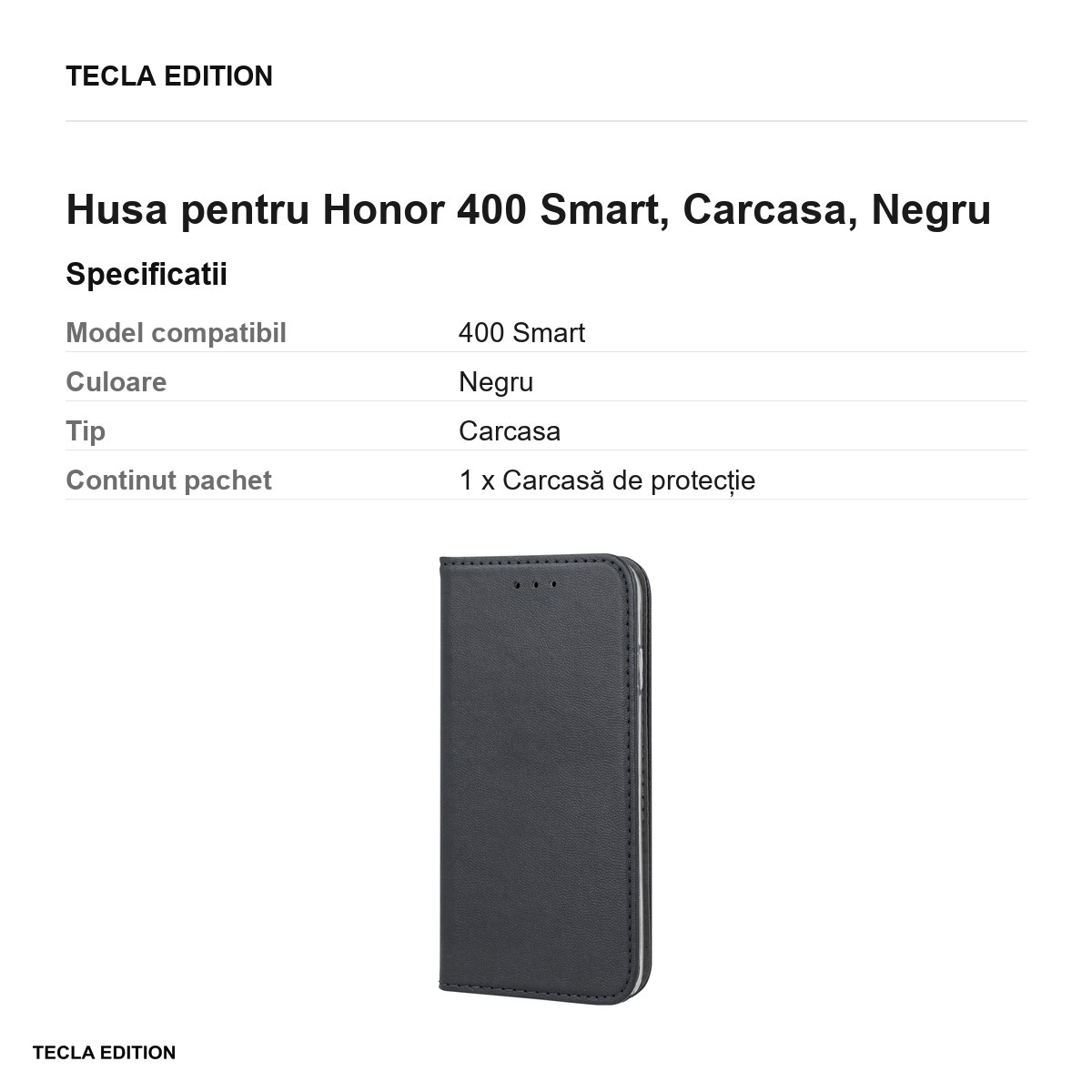 Husa Smart Magnetic pentru Honor 400 Smart, tip carte, Negru [2]