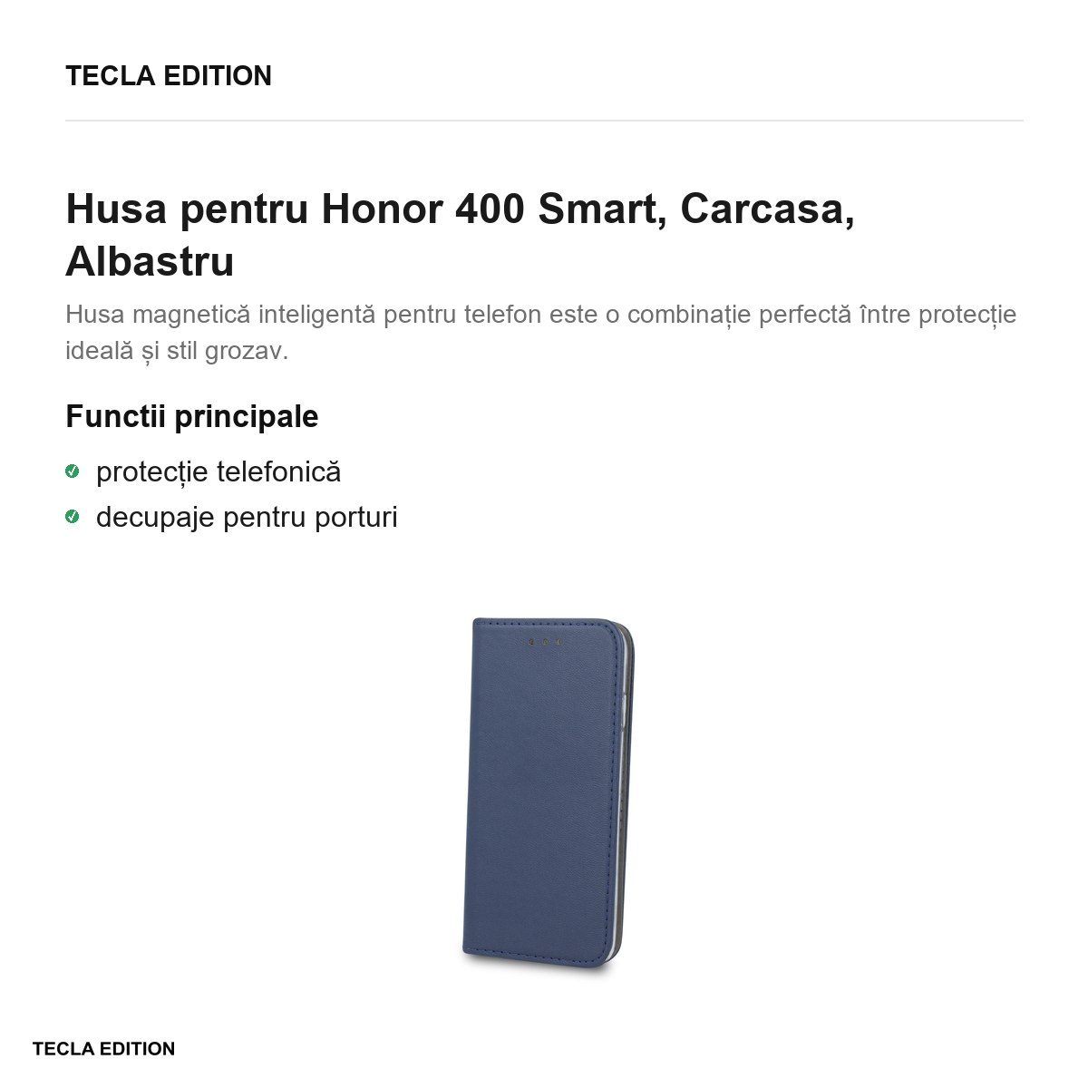 Husa Smart Magnetic pentru Honor 400 Smart, tip carte, Albastru [1]