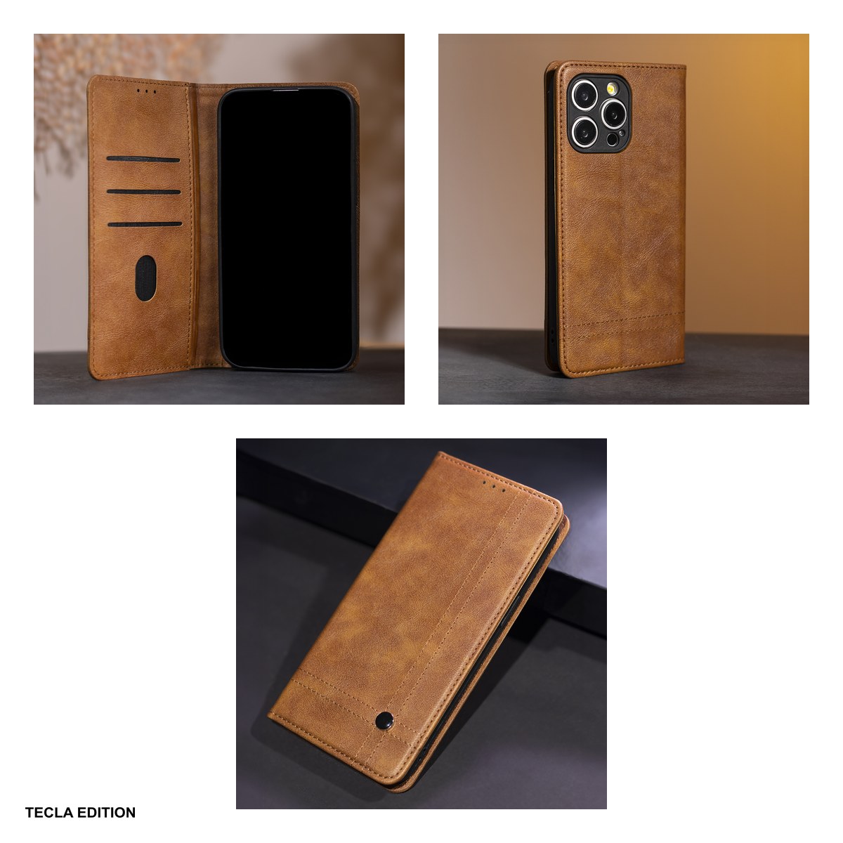 Husa Smart Seam pentru Xiaomi Redmi 15 5G, Redmi 15 4G EU, tip carte cu inchidere magnetica, Maro [4]