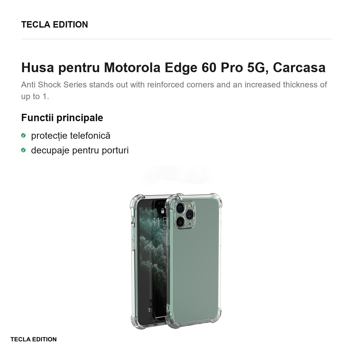 Husa Anti Shock 1,5 mm pentru Motorola Edge 60 Pro 5G, Carcasa, Transparent [1]