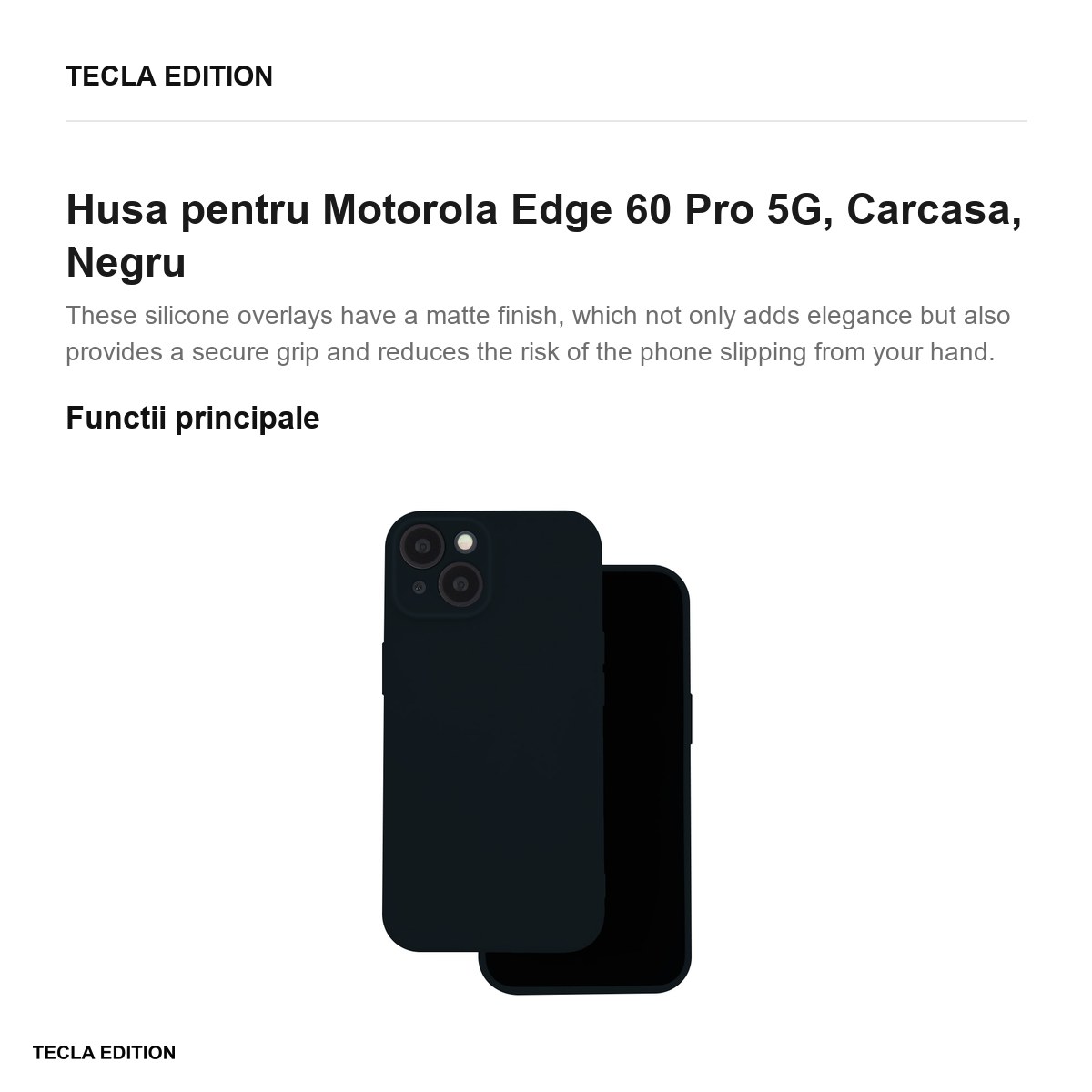 Husa Silicon pentru Motorola Edge 60 Pro 5G, Carcasa, Negru [1]