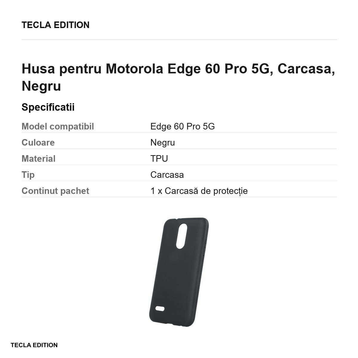 Husa Matt TPU pentru Motorola Edge 60 Pro 5G, Carcasa, Negru [2]