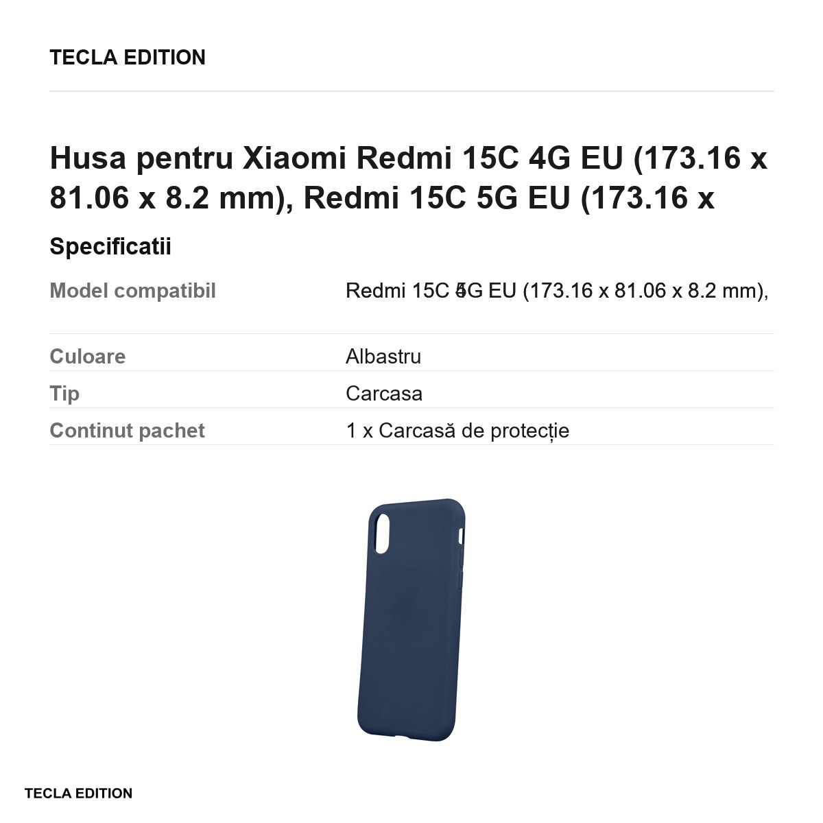 Husa Matt TPU pentru Xiaomi Redmi 15C 4G EU, Redmi 15C 5G EU, Carcasa, Albastru [2]