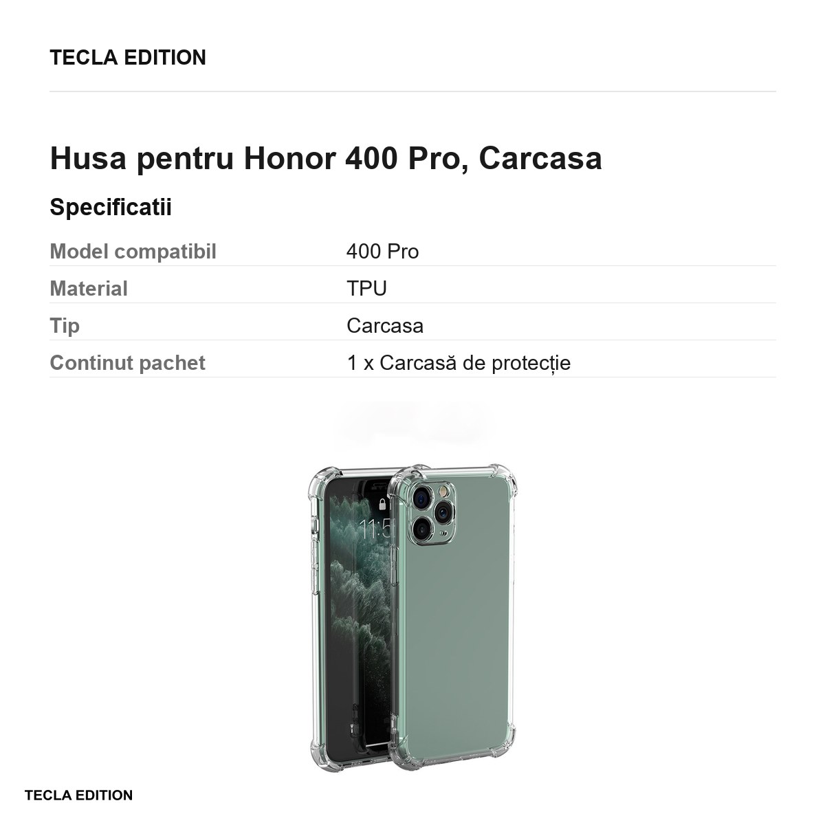Husa Anti Shock 1,5 mm pentru Honor 400 Pro, Carcasa, Transparent [2]