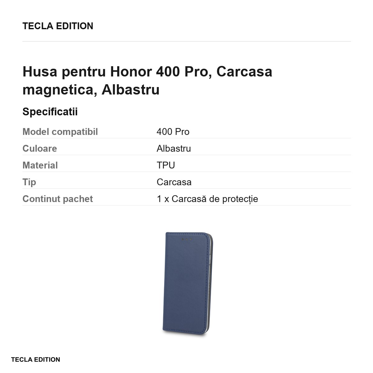 Husa Smart Magnetic pentru Honor 400 Pro, tip carte cu inchidere magnetica, Albastru [2]