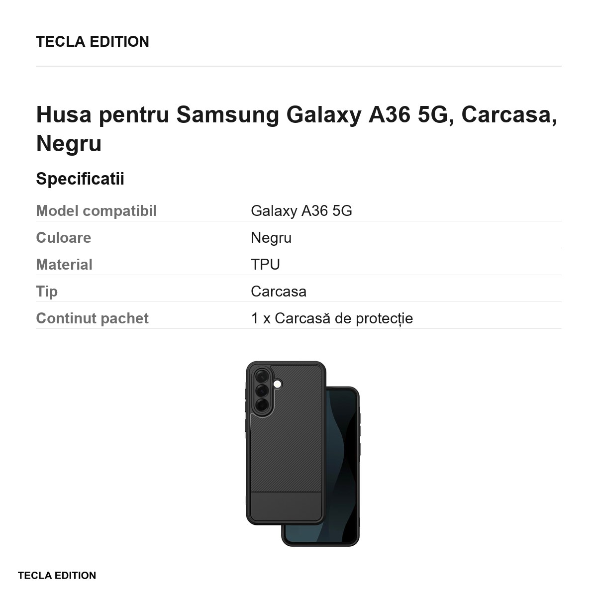 Husa Simple Carbon pentru Samsung Galaxy A36 5G, Carcasa, Negru [2]