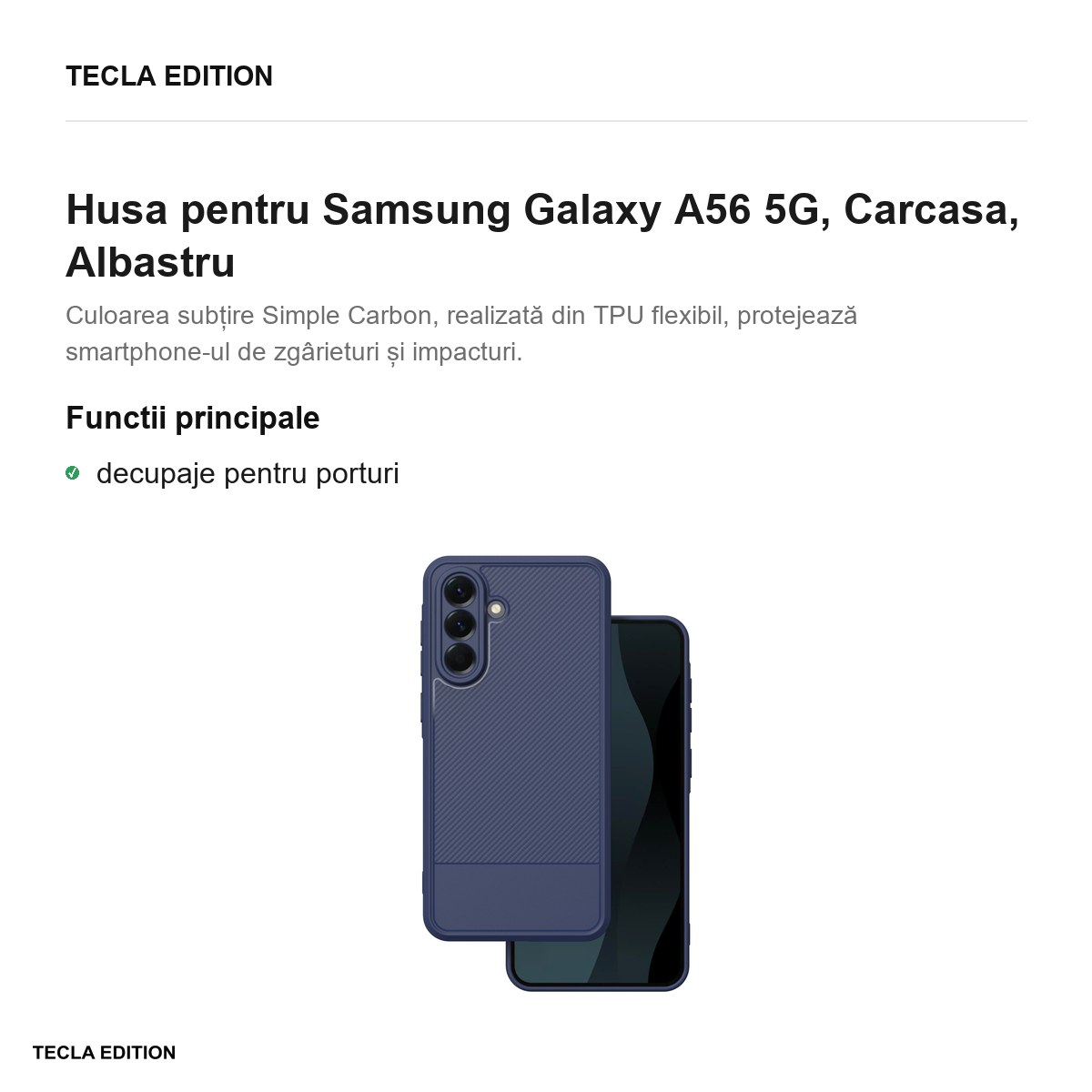 Husa Simple Carbon pentru Samsung Galaxy A56 5G, Carcasa, Albastru [1]