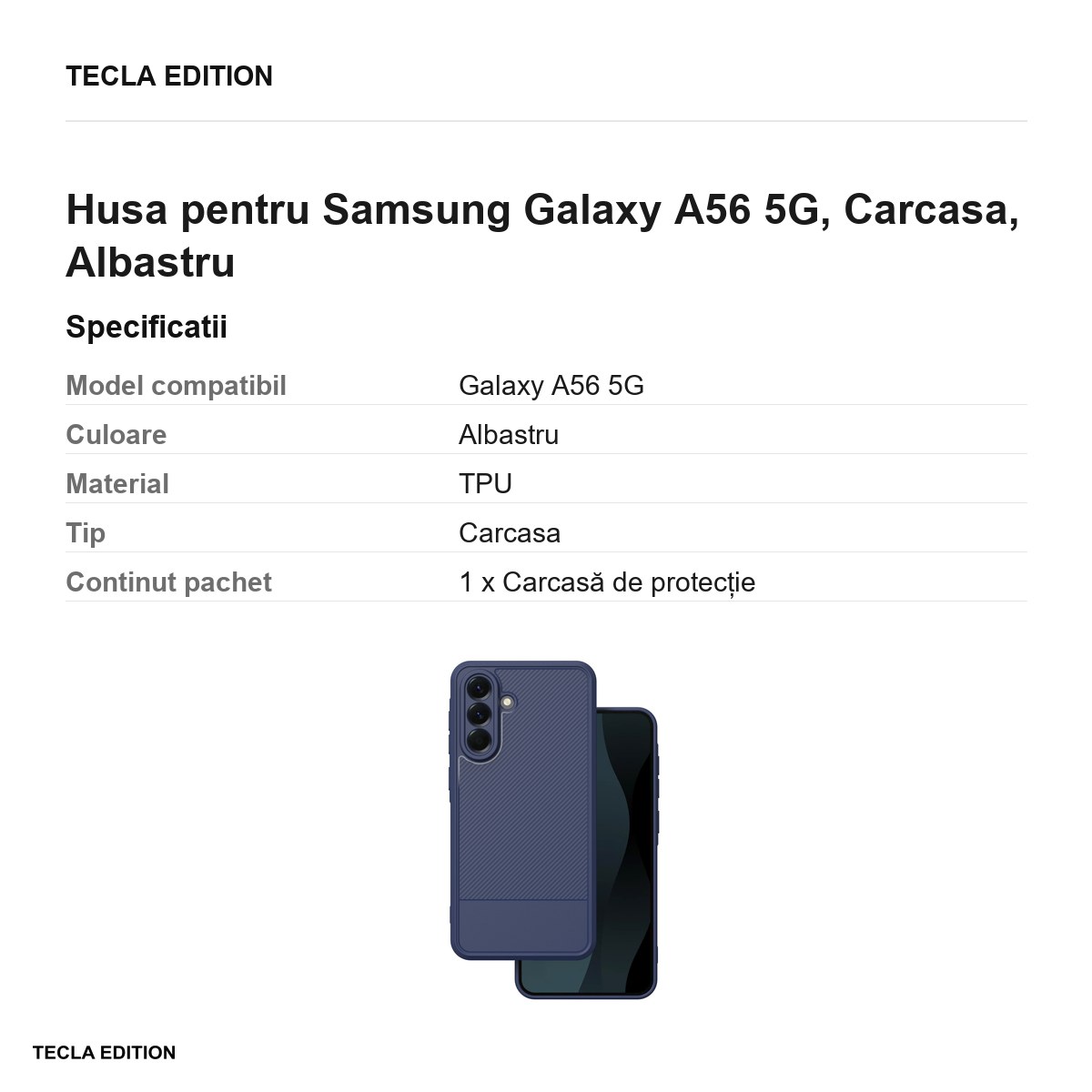 Husa Simple Carbon pentru Samsung Galaxy A56 5G, Carcasa, Albastru [2]