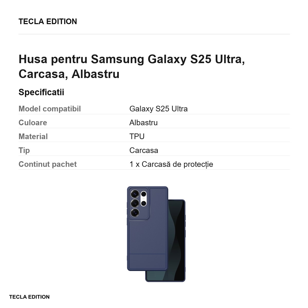 Husa Simple Carbon pentru Samsung Galaxy S25 Ultra, Carcasa, Albastru [2]