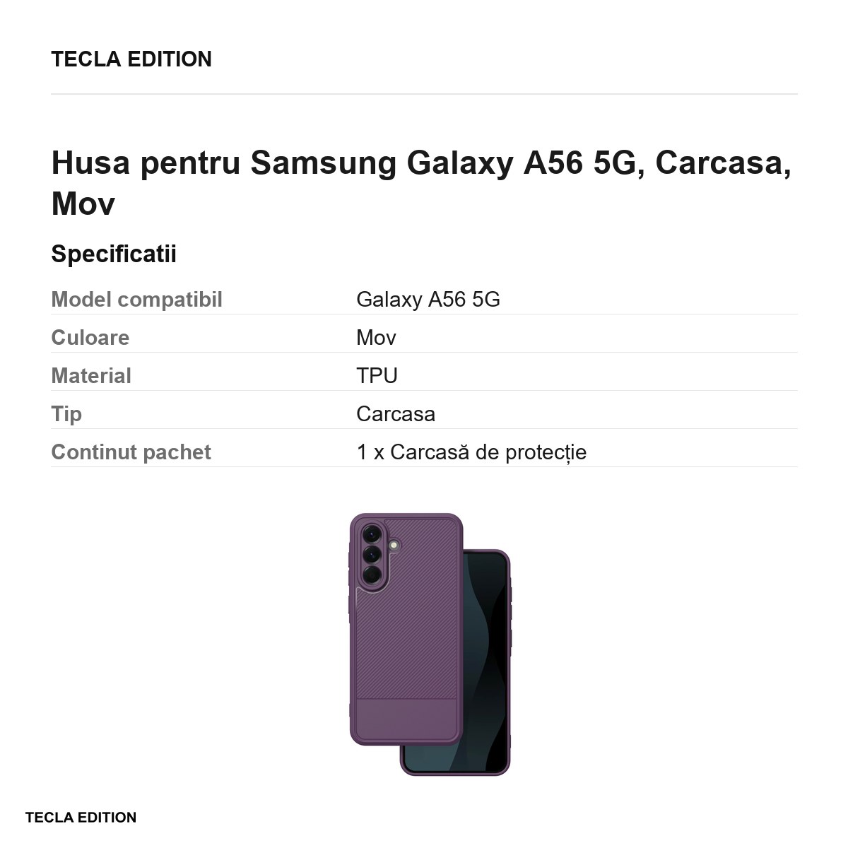 Husa Simple Carbon pentru Samsung Galaxy A56 5G, Carcasa, Mov [2]
