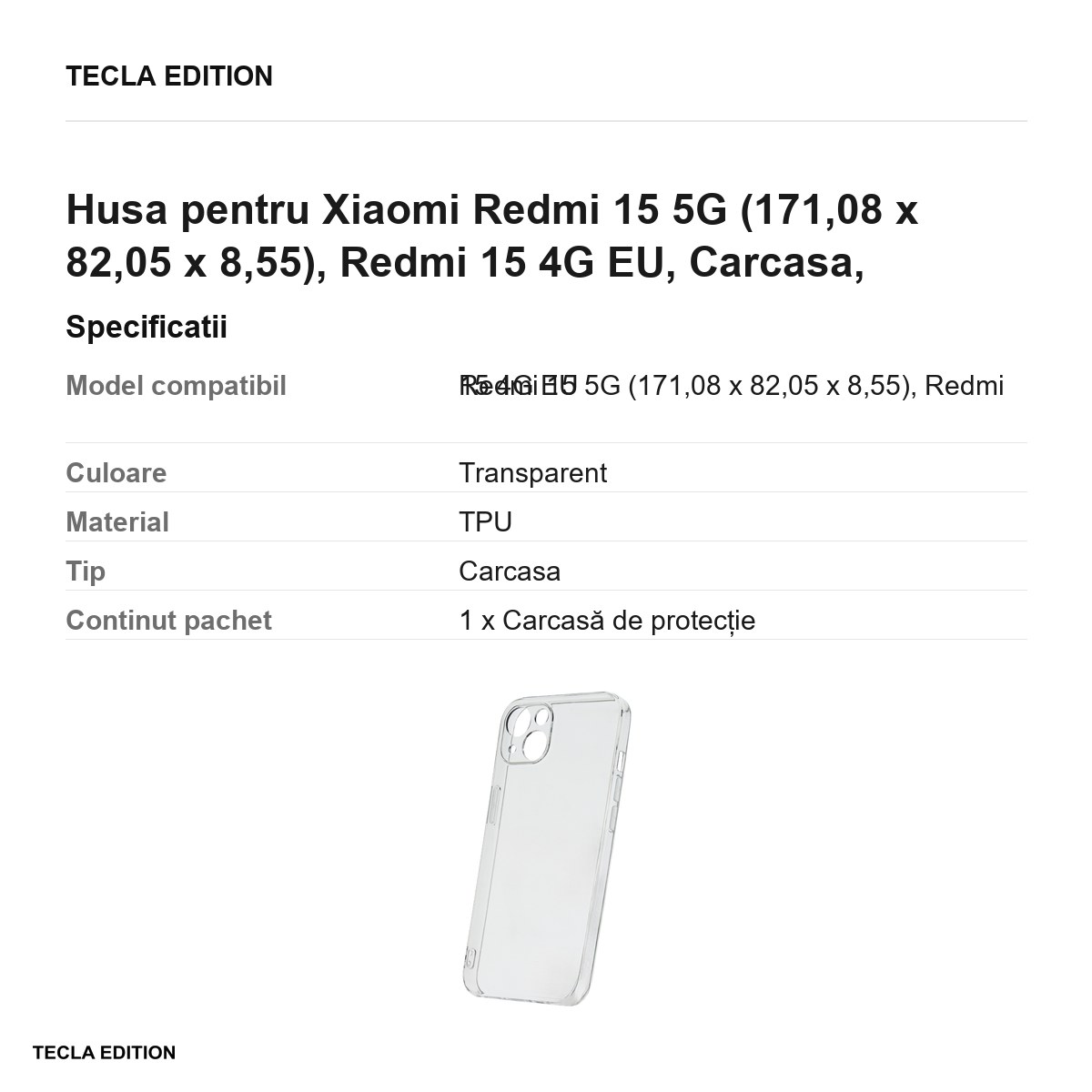 Husa Slim 2 mm pentru Xiaomi Redmi 15 5G, Redmi 15 4G EU, Carcasa, Transparent [2]