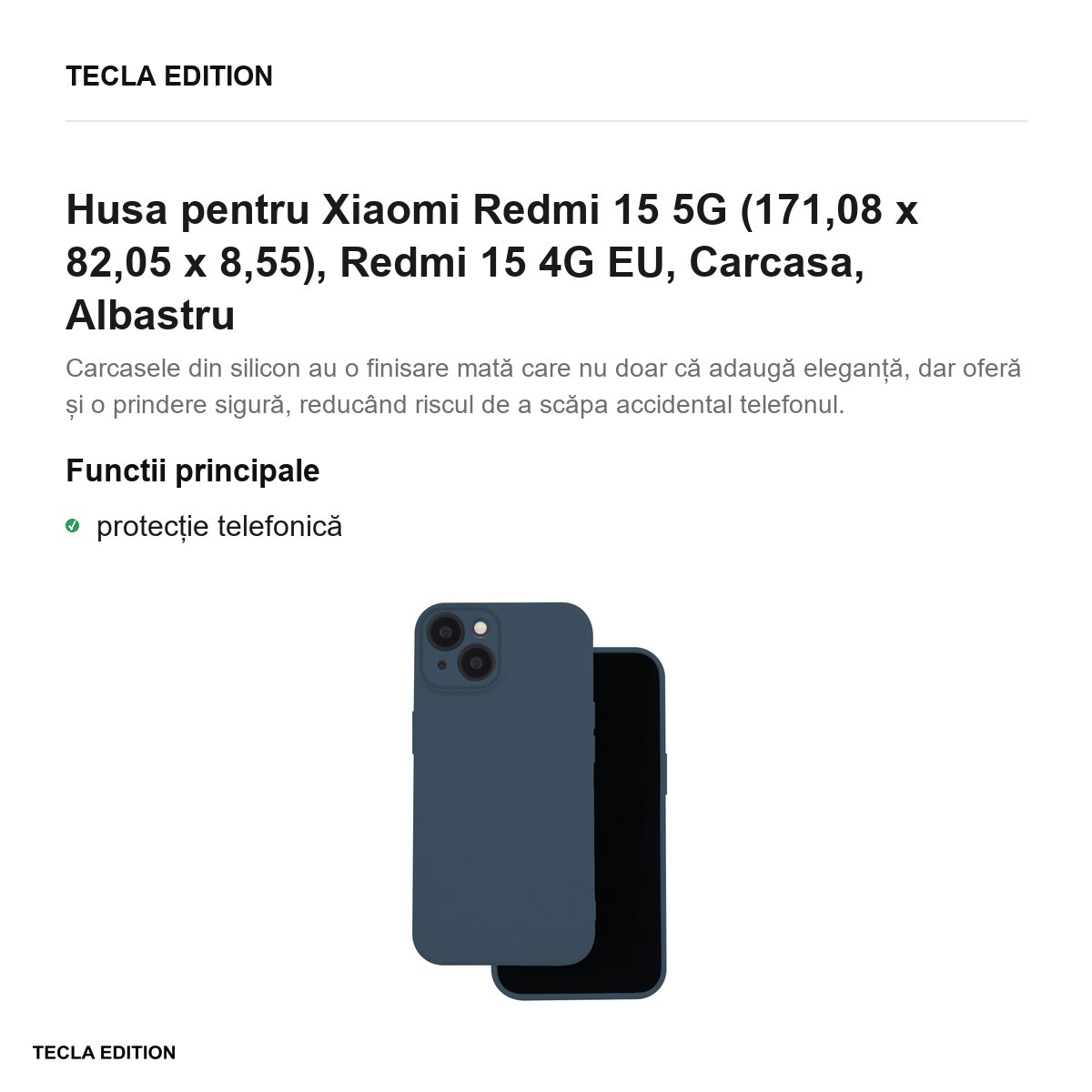 Husa Silicon pentru Xiaomi Redmi 15 5G, Redmi 15 4G EU, Carcasa, Albastru [1]